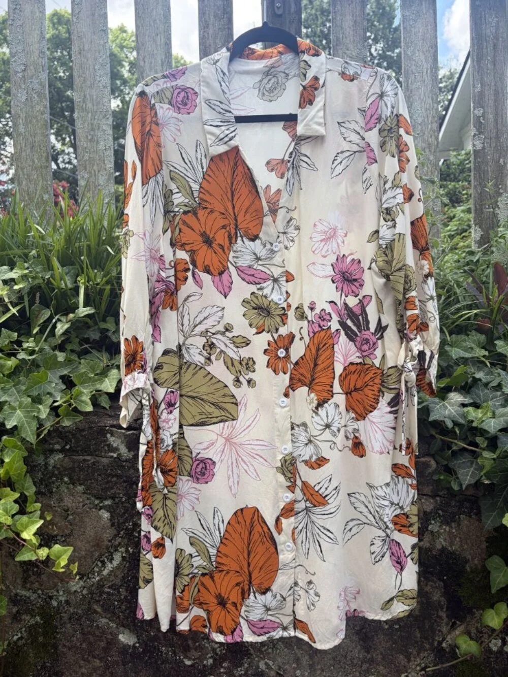 Cupshe Oaklyn Floral Buttoned Shirt Beach Dress XL Bohemian Tropical Summer Styl